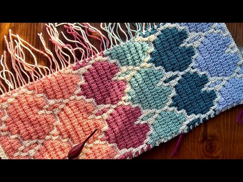 Mosaic Crochet Pattern #43 Staggered Hearts - Multiple of 16 + 4 with Tapeatry Color Changes