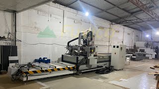 Máy cnc nesting 4 đầu độc lập HT-R4F, full bàn nâng gắp ván tự động