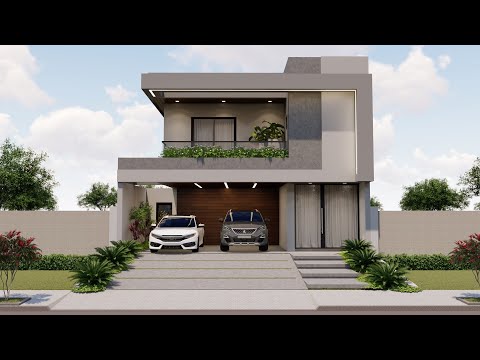 Tour pela Fachada - Casa em L com 3 suítes e varanda