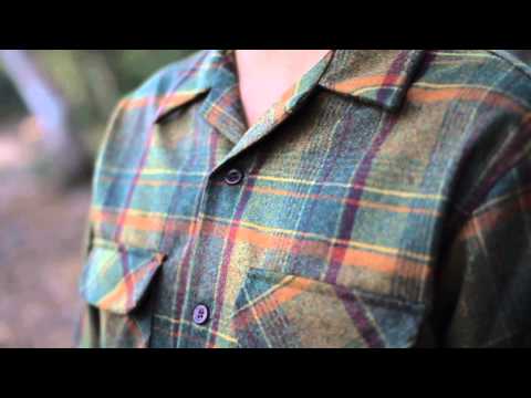 Pendleton Green Wool  Mens Flannel Board Shirt - Details