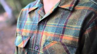 Pendleton Green Wool  Mens Flannel Board Shirt - Details