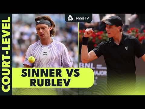 Jannik Sinner vs Andrey Rublev Court-Level Highlights Of Quarter-Final Clash 🤩 | Rome 2026