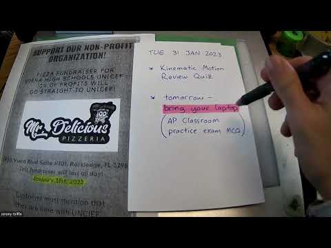 2023 0131 AP Physics Day 101 - AP Kinematic Motion Review Quiz