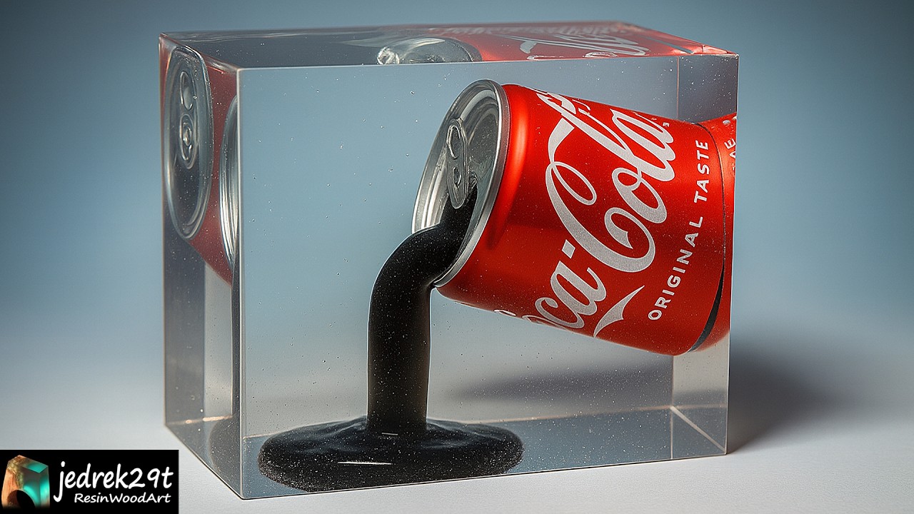 Preserving a CAN of Cola in Epoxy Resin. Pouring COLA
