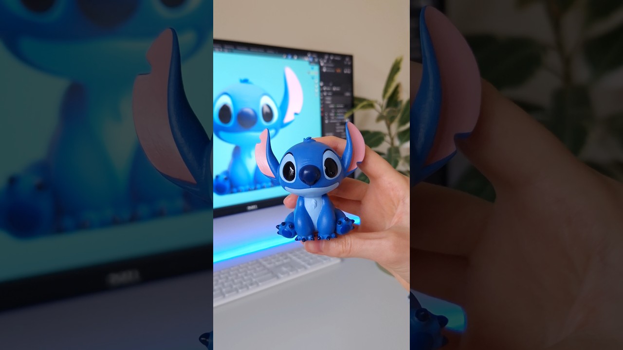 3D Printed Stitch💙 #3d #3dmodeling #blender3d #fanart #liloandstitch #3dprinting