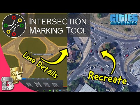 Cities Skylines Intersection Marking Tool | UK Roundabout (Workshop Mod)