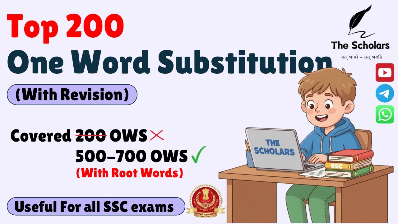 TOP 200 ONE WORD SUBSTITUTION with Root Words & Revision | Useful for all SSC exams 