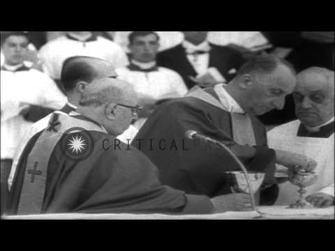 Pope Paul VI elevates new Cardinals at Vatican's Sistine Chapel in Rome, Italy. HD Stock Footage
