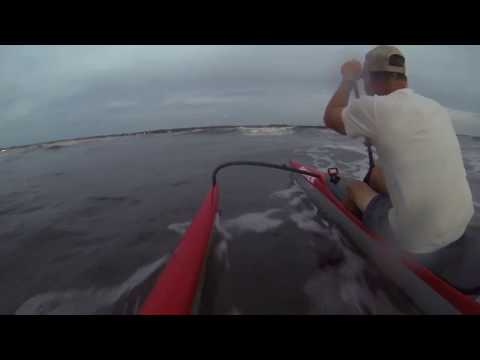 Connecting bumps and surfing inlet waves in the Puakea Designs Ehukai Outrigger Canoe