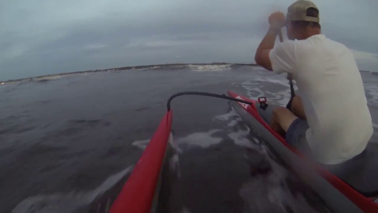 Connecting bumps and surfing inlet waves in the Puakea Designs Ehukai Outrigger Canoe