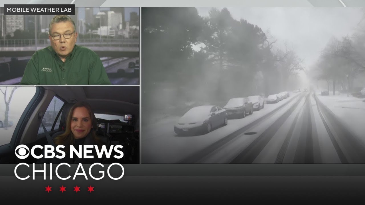 Snow moving into Chicago area causing slick driving conditions