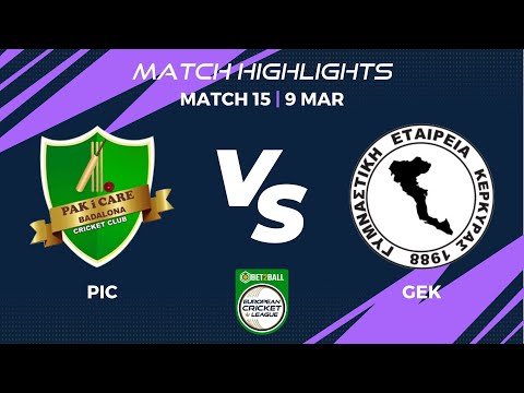 Match 15 - PIC vs GEK | Highlights | Bet2Ball European Cricket League Day 3, Group E|ECL22|ECL22.111