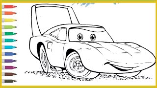 Lightning McQueen Coloring Pages for Kids | Disney Cars Drawing & Coloring | Easy Car Coloring