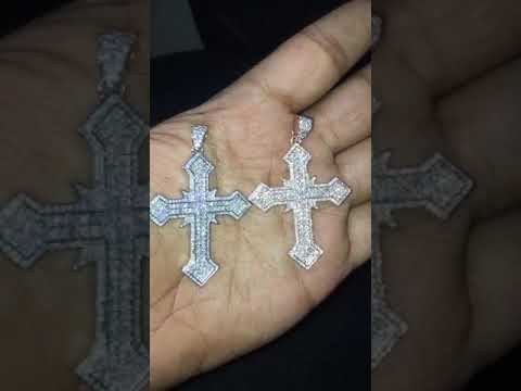 10K Gold Real Diamond Cross Pendant