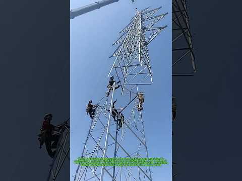 Transmission Tower Assembly | Aerial Structural Installation | High-Altitude Power Line Construction