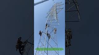 Transmission Tower Assembly | Aerial Structural Installation | High-Altitude Power Line Construction