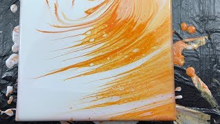Einfaches Fluid Painting mit 2 Acrylfarben - Kadmiumorange und Weiß - Kein Silikon oder Feuer