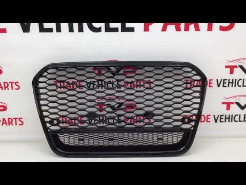 Fits Audi A6 S6 2011-2014 Front Main Grille With PDC Gloss Black Honeycomb Sport Badgeless video