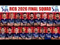 IPL 2026 Royal Challengers Bangaluru Full Final Squad RCB Team 2026 Players List RCB 2026 Squad