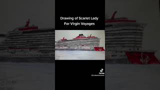 Drawing of Scarlet lady for Virgin Voyages