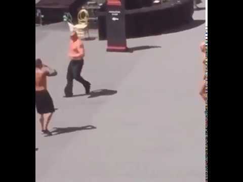 Brock Lesnar playing soccer with Cesaro,Randy Orton and Sunil Singh