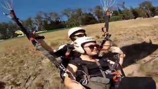 Tandem paragliding take off and landings