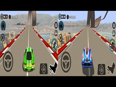 Impossible Car Tracks 3D - Green Car vs Blue Car Driving Stunts Simulator Levels 5 to 9 Gameplay