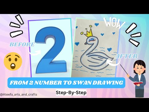 Transform the Number 2 into a Beautiful Swan🩵🦢😍| Step-by-Step Drawing Guide🤩🤯✏️… !!