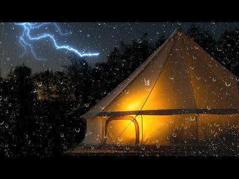Within 3 Minutes You Will Fall into an Instant Sleep with Heavy Rain on Tent and Thunder at Night