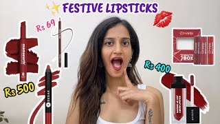 🔥😍 *Festive LIPSHADES 💄* UNDER ₹ 700 ✅ || Affordable Red lipsticks 🛍️