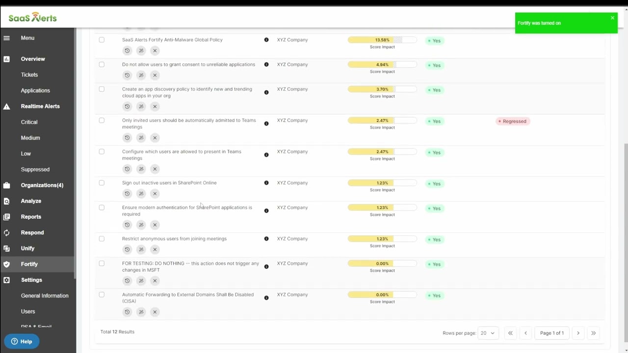 Setting up the SaaS Alerts Fortify Module