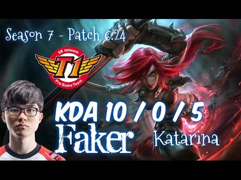 SKT T1 Faker KATARINA vs TWISTED FATE Mid - Patch 6.24 KR Ranked