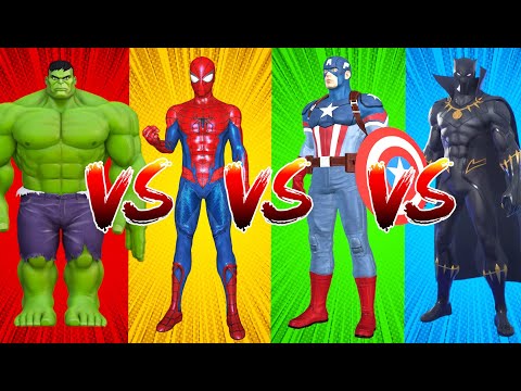 SUPERHEROES COLOR DANCE CHALLENGE Hulk vs Spider-Man vs Captain America vs Black Panther