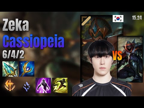 Zeka Mid Cassiopeia vs Zed lol KR solo rank Full Game 15.24 | 제카 카시오페아 vs 제드