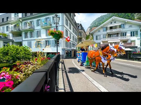 Spaziergang in Interlaken an einem sonnigen Tag ☀️🇨🇭 Schweiz 4K