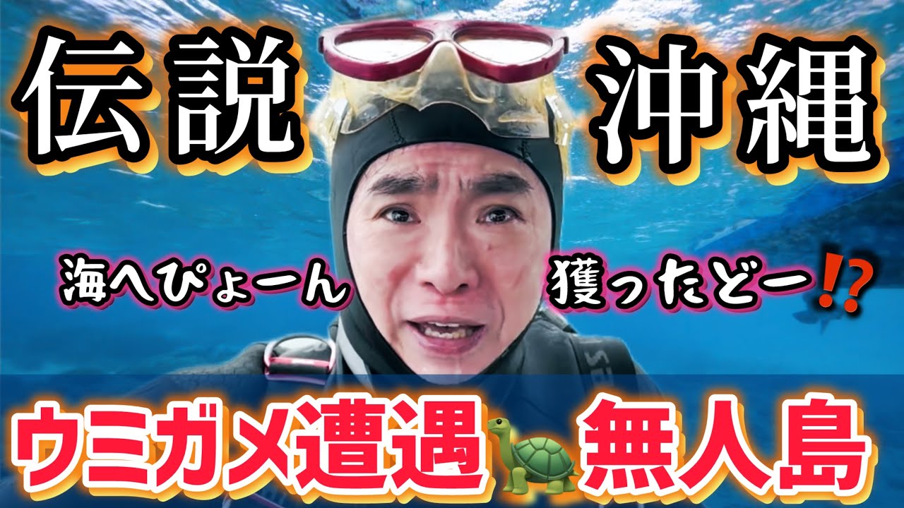 【伝説】濱口潜ります！獲ったどーします！ウミガメ遭遇&無人島上陸、激流すぎる⚠️