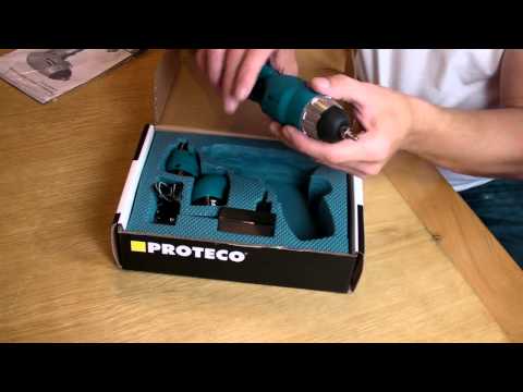 Proteco Mini Akku Schrauber 3.6 Volt Li-Ion Stabschrauber mit Wechselaufsätzen