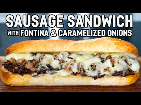 Caramelized Onions, Sausage and Cheese Sandwich