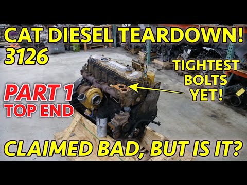 A CAT DIESEL!? Caterpillar 3126 7.2L Turbo Diesel Engine Teardown! Part 1: Lets Take The Top Off!