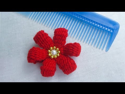 Hand Embroidery Amazing Trick, Easy flower embroidery trick with hair comb