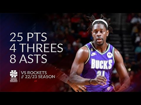 Jrue Holiday 25 pts 4 threes 8 asts vs Rockets 22/23 season