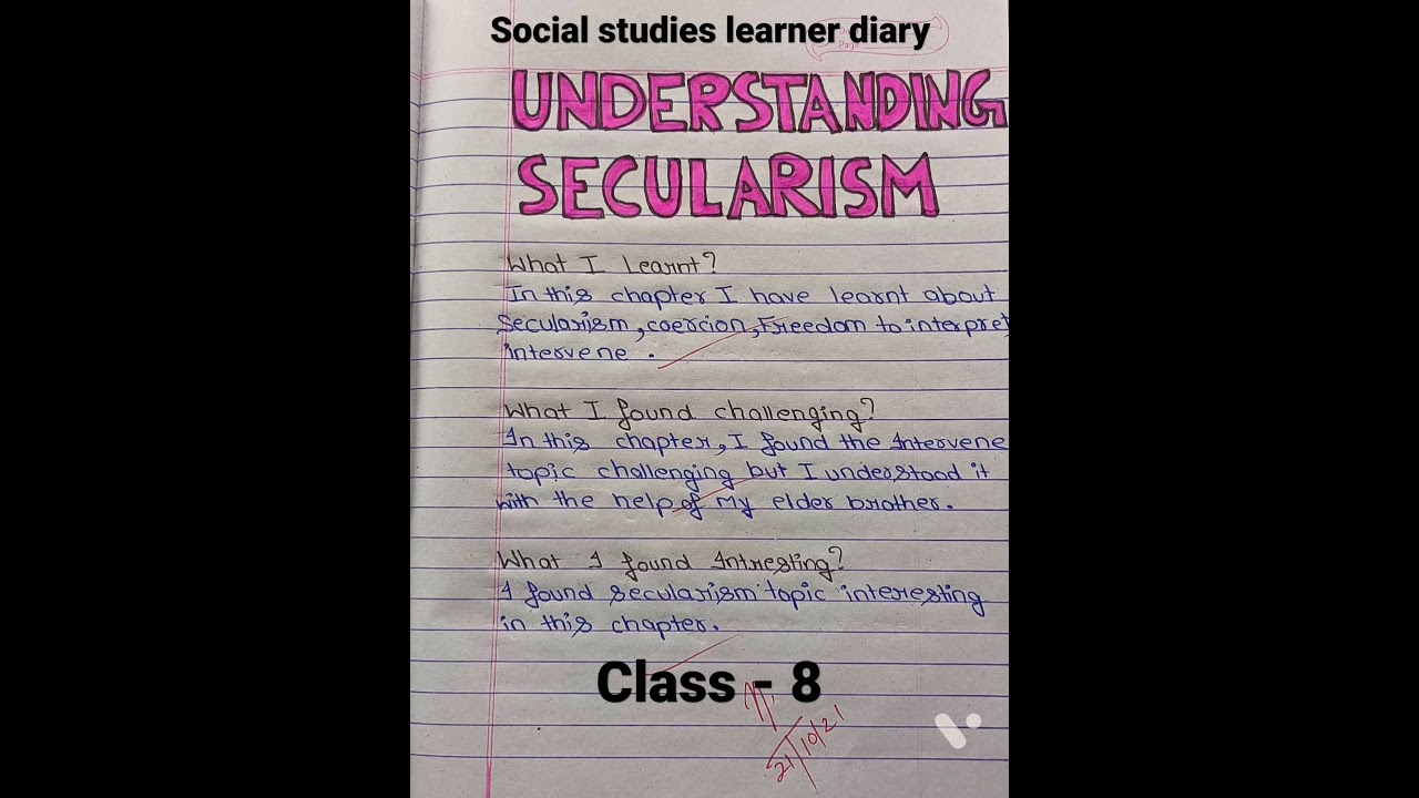 Social studies learner diary class-8 Book-civics chapter-understanding secularism chapter number-2