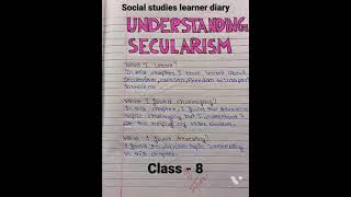 Social studies learner diary class-8 Book-civics chapter-understanding secularism chapter number-2