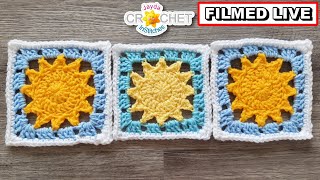 Little Sun Granny Square 6" 🌞 Jayda InStitches Live CAL 🌞 May 12, 2025