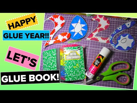 Let's Glue Book! HAPPY New Year 🎈GLUE YEAR 2026📓Mini Composition Notebook #gluebook #gluebooks 