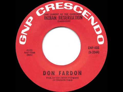 1968 HITS ARCHIVE: (The Lament Of The Cherokee) Indian Reservation - Don Fardon (mono 45)