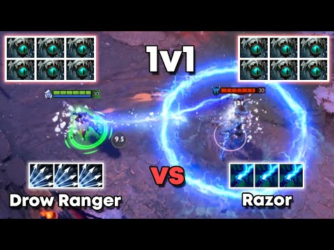Drow Ranger vs Razor with 6x Skadi - Dota 2 1v1