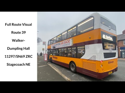 FULL ROUTE VISUAL | Stagecoach NE | Route 39 | Walker - Dumpling Hall | 11297/SN69 ZRC