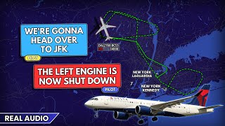 Download lagu Left engine failure in flight. Delta Airbus A220 diverts to JFK Airport. Real ATC mp3