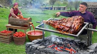 Spit-Roasted Beef Leg with Honey-Tomato Glaze